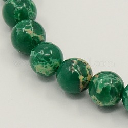 Brins de perles de jaspe impérial synthétiques, teinte, ronde, verte, 8mm, Trou: 1mm, Environ 48 pcs/chapelet, 15.5 pouce