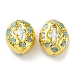 Perles de jade teintes naturelles, avec des accessoires en laiton doré et une perle keshi naturelle, Plaqué longue durée, ovale, 27x21~21.5x12.5~13mm, Trou: 1mm
