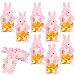 20 Uds. Bolsas de almacenamiento de dulces de plástico y papel de conejo de Pascua, con pegatinas, rosa, 13.7x7.5 cm