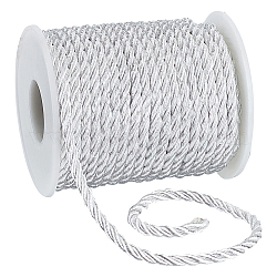 Corde in poliestere a 3 velo, corda per legare con corda decorativa, cordino per mano con fibbia in plastica, bianco, 3mm, 20m/rotolo
