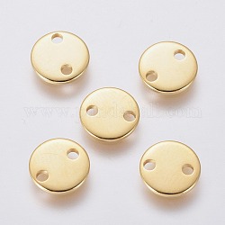 Conectores de enlaces de acero inoxidable 201, plano y redondo, dorado, 8x1mm, agujero: 1.4 mm