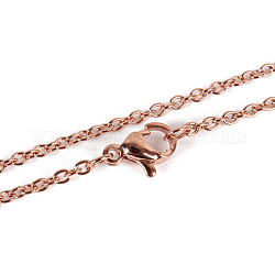 304 fabricación de collar de cadenas de cable de acero inoxidable, con cierre de langosta, galjanoplastia del vacío, oro rosa, 17.9 pulgada (45.5 cm)