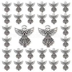 SUPERFINDINGS 50PCS Tibetan Style Alloy Pendants, Angel, Cadmium Free & Lead Free, Antique Silver, 26x23x2.5mm, Hole: 1.5x4mm