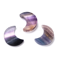 Perles de fluorite naturelles, pas de trous / non percés, pour création de fil enroulé pendentif , lune, 30x24x4.5~7mm