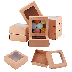 Faltbare Schmuck-Geschenkboxen aus Kraftpapierkarton, mit PVC Sichtfenster, Viereck, rauchig, fertiges Produkt: 13x13x5cm