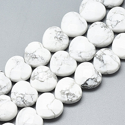 Natural Howlite Beads Strands, Faceted, Heart, 14.5~15x15~15.5x7~8mm, Hole: 1.2mm, about 14pcs/strand, 7.6 inch