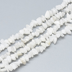 Chapelets de perles de jade blanche naturelle, puce, 3~11x3~5x1~4mm, Trou: 1mm, Environ 380~400 pcs/chapelet, 33 pouce
