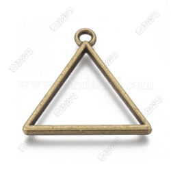 Alloy Open Back Bezel Pendants, For DIY UV Resin, Epoxy Resin, Pressed Flower Jewelry, Triangle, Antique Bronze, 29x29x2.5mm