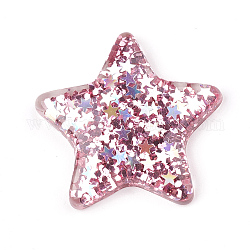 Прозрачные смолы кабошоны, с блестка, звезда, розовые, 34x32.5x6 мм