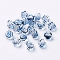 Perles en verre transparentes, avec de la poudre de paillettes, citrouille, bleu, 10.5mm, Trou: 1mm