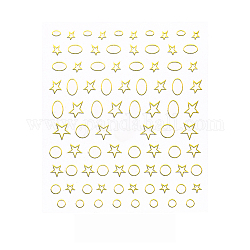 3d étoiles métalliques hippocampe bowknot ongles décalcomanies autocollants, art de conception d'ongles auto-adhésifs, pour ongles ongles conseils décorations, or, motif en étoile, 90x77mm