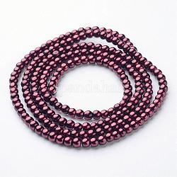 Glass Pearl Beads Strands, Round, Pearlized, Dark Red, about 4mm in diameter, hole: 1mm, about 216pcs/strand, 32inch