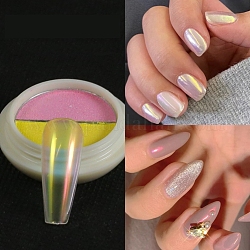 Polvo de arte de uñas de color de dos tonos de estado sólido, efecto espejo brillante, con cepillo de esponja, para decoraciones de uñas de diy maquillaje, rosa perla, 1mm