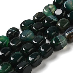 Filo di perline di agata naturale, tinti e riscaldato, cubo, verde scuro, 11~12x8~9.5x8~9.5mm, Foro: 1.2 mm, circa 16pcs/filo, 7.48~7.72'' (19~19.6 cm)