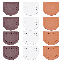 CHGCRAFT 3 Colors Genuine Leather Bag Tag, Bag replacement Accessories, Mixed Color, 30x35x2.5mm, Hole: 1.2mm, 4pcs/color, 12pcs/set