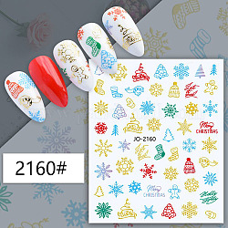 Christmas Theme Nail Art Stickers, Nail Decals, for Nail Tips Decorations, Mixed Pattern, Colorful, 10.1x7.85cm