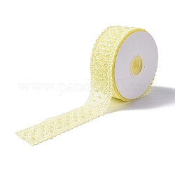 10 Yard Polyester-Spitzenbesatzband, für diy Schmuck machen, Gelb, 1-1/2 Zoll (38.5~39.5 mm)