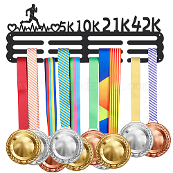 Support de suspension de médaille de fer de thème de sports de marathon support mural d'affichage, avec des vis, modèle de course, 150x400mm