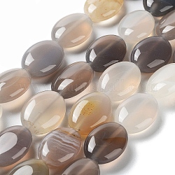 Natürlichen graue Achat Perlen Stränge, Flachoval, 17.5~18x12.5~13x6 mm, Bohrung: 1.2 mm, ca. 22 Stk. / Strang, 15.55'' (39.5 cm)