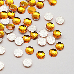 Transparent Faceted Half Round Acrylic Hotfix Rhinestone Flat Back Cabochons for Garment Design, Yellow, 10x2mm, about 2000pcs/bag