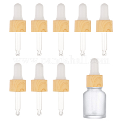BENECREAT 10 Set Glass Eye Droppers for Essential Oils 5ml Pressure Rotating Cover Oil Droppers Glass Dropper Pipette with Imitation Wood Grain for Essential Oil Bottles