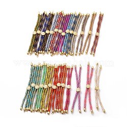 Bracelets argentés en corde de nylon, pour la fabrication de bracelets à breloques connecteurs, avec placage de crémaillère en laiton doré, Plaqué longue durée, sans cadmium et sans plomb, couleur mixte, 8-5/8~9-1/8x1/8 pouce (22~23x0.3 cm), Trou: 2mm