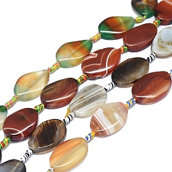Natural Banded Agate/Striped Agate Beads Strands, Dyed & Heated, Nuggets, Mixed Color, 29~33x21~23x7~8mm, Hole: 1.4mm, about 10pcs/Strand, 15.75 inch(40cm)