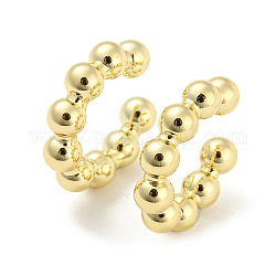 Orecchini a polsino con perline rotonde in ottone, orecchini non penetranti, vero placcato oro 18k, 19.5x5x20mm