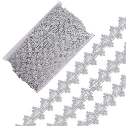 Polyester-Spitzenbänder, floraler Spitzenbesatz, Bekleidungszubehör, Silber, 1-3/8 Zoll (34 mm)