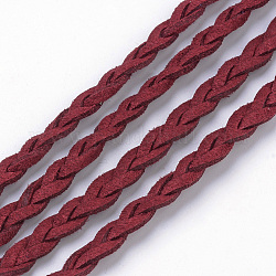 Braided Faux Suede Cord, Faux Suede Lace, Dark Red, 7x3mm, about 5yards/1roll