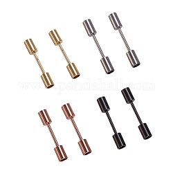 Brass Screw Clasps, For Leather Cord Bracelets Making, Long-Lasting Plated, Column, Mixed Color, 23.5x4mm, 4 colors, 2sets/color, 8sets/box