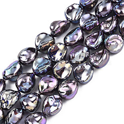 Fili di perle di plastica imitazione perla abs, ab colore placcato, pepite, nero, 12.5~13x10.5x6mm, Foro: 0.6 mm, circa 42pcs/filo, 14.96 pollice ~ 15.35 pollici (38~39 cm)