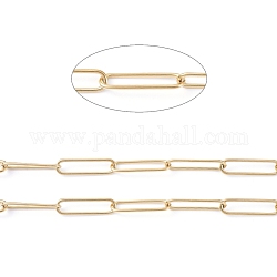 304 acero inoxidable cadenas de clips, cadenas portacables alargadas estiradas, soldada, con carrete, dorado, Enlaces: 21.5x6x1 mm, aproximadamente 32.8 pie (10 m) / rollo