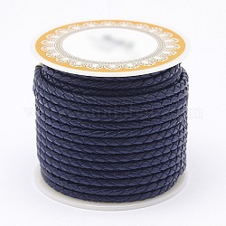 Geflochtene Rindslederband, Lederseilschnur für Armbänder, Preußischblau, 4 mm, ca. 5.46 Yard (5m)/Rolle