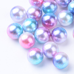 Rainbow Acrylic Imitation Pearl Beads, Gradient Mermaid Pearl Beads, No Hole, Round, Deep Sky Blue, 12mm, about 540pcs/500g