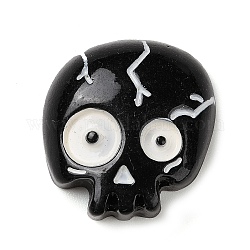Cráneo halloween resina opaca decoden cabujones, artesanía de joyería de halloween, negro, 23.5x23x8mm