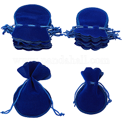 Beebeecraft 20Pcs 2 Styles Gourd Velvet Bags, Drawstring Gift Pouches Favor Bags, Blue, 9.5~12x7.5~9cm, 10pcs/style