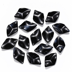 Colgantes de acrílico, estilo de imitación de piedras preciosas, hoja, negro, 29x18.5x4.5mm, agujero: 1.8 mm, aproximamente 585 unidades / 500 g