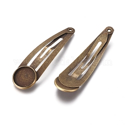 Risultati della clip per capelli a scatto in lega, con impostazioni rotonde piatte, bronzo antico, vassoio: 12mm, 53.5x14x2.2mm