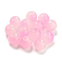 Perle di vetro con verniciatura a spruzzo bicolore, vetro d'imitazione di giada, tondo, perla rosa, 10mm, Foro: 1.8 mm, 200pcs/scatola