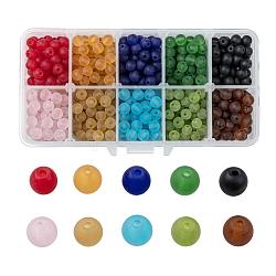 10 farbige transparente Glasperlen, matt, Runde, Mischfarbe, 6 mm, Bohrung: 1 mm, über 70pcs / Farbe, 10 Farben, 700 Stück / Karton