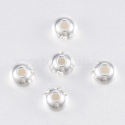 Perles en 304 acier inoxydable, ronde, couleur argentée, 5x4.5mm, Trou: 1.5mm
