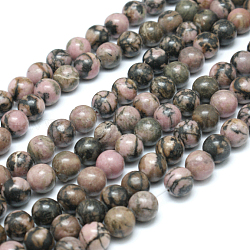 Natur Rhodonit Perlen Stränge, Runde, 8 mm, Bohrung: 1 mm, 47 Stk. / Strang, 15.6 Zoll (39.5 cm)