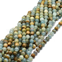 Perles de calcite bleues naturelles, ronde, 8mm, Trou: 1mm, Environ 48 pcs/chapelet, 15.55'' (39.5 cm)