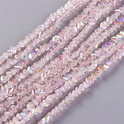 Abalorios de vidrio electroplate hebras, color de ab chapado, triángulo, rosa, 2.2~3x3~4.7x2~3mm, agujero: 0.7 mm, aproximamente 171~181 pcs / cadena, 12.4 pulgada ~ 14.84 pulgadas (31.5~37.7 cm)
