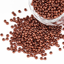 Perline di semi di vetro rotonde di grado 11/0, tinto, sienna, 2.3x1.5mm, Foro: 1 mm, circa 48500pcs/libbra