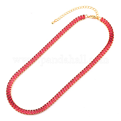 Collana da tennis classica con zirconi cubici, collane a catena a maglie rettangolari in ottone dorato, rosso ciliegia, 12.99 pollice (33 cm)