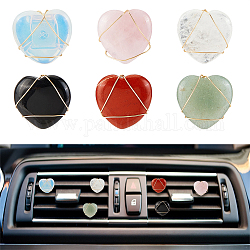 OLYCRAFT 6pcs Heart Natural Stone Car Air Vent Clips Gemstone Car Vent Clips Quartz Crystals Car Vent Clips Heart Stones Car Accessories with Copper Wire for Car Air Vent Accessory - 6 Style