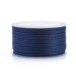 Cordons tressés en polyester, pour la fabrication de bijoux, bleu de Prusse, 3mm, environ 10.93 yards (10 m)/rouleau