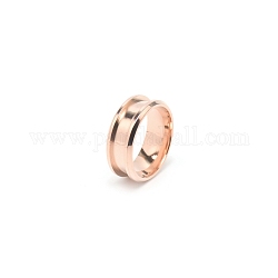 201 кольцо из нержавеющей стали с рифлением для пальцев, кольцевой сердечник, для изготовления инкрустации, розовое золото , внутренний диаметр: 18 мм, 8 мм, кольцевая канавка: 4.3 мм